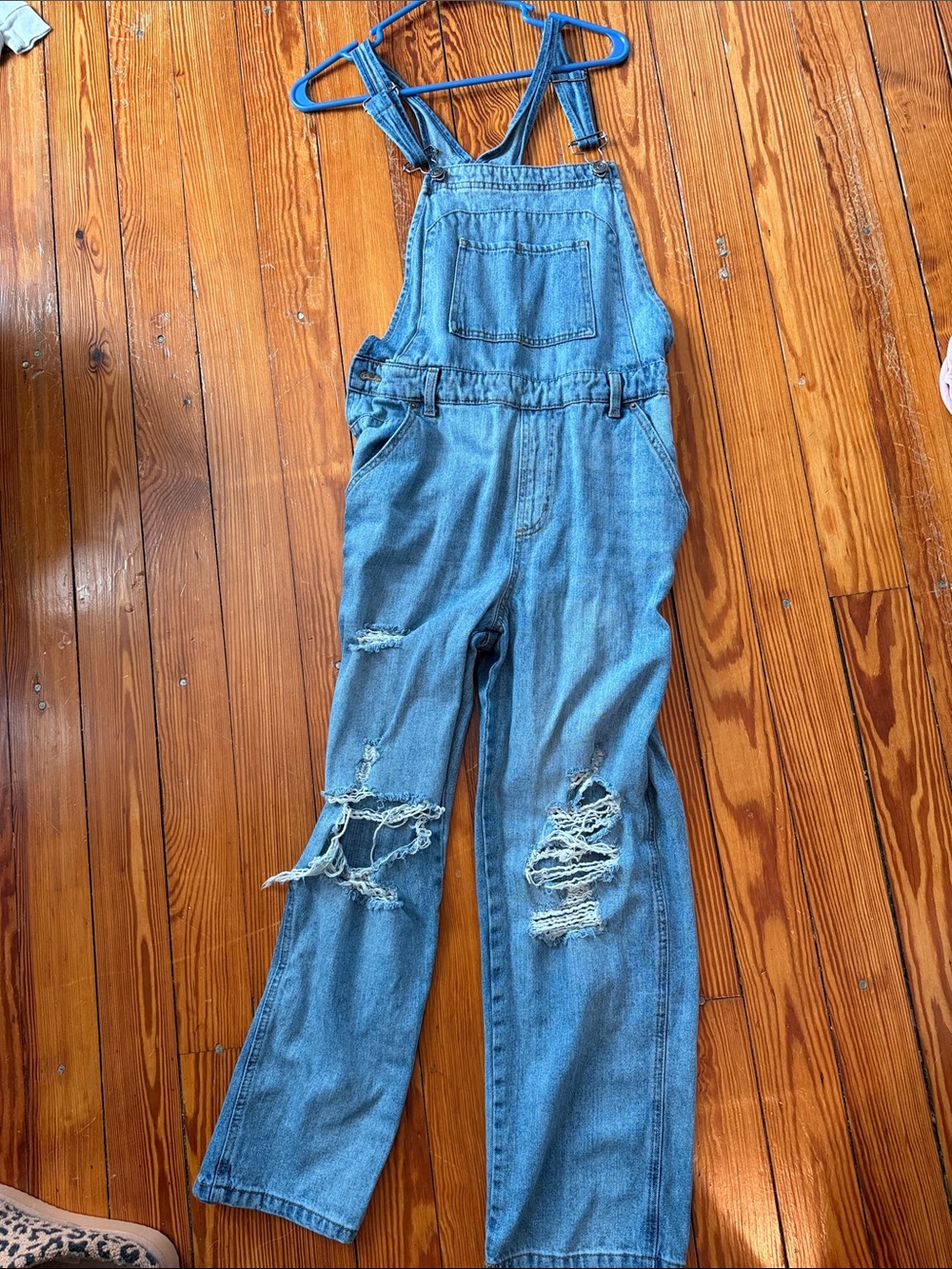 wild fable Light Blue Distressed Denim Overalls